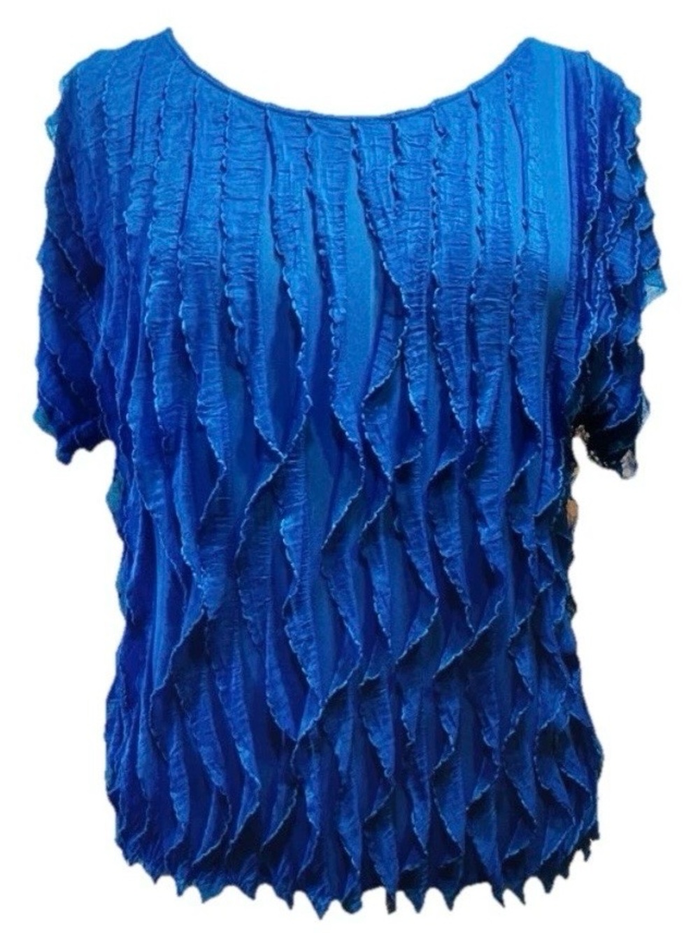 Vintage 90’s Blue Ruffled Shortsleeved Sunny Leigh Top W-Med